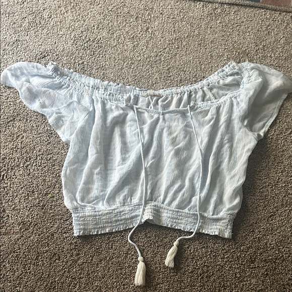 Light Blue Off-Shoulder Women's Top - Picture 1 of 4